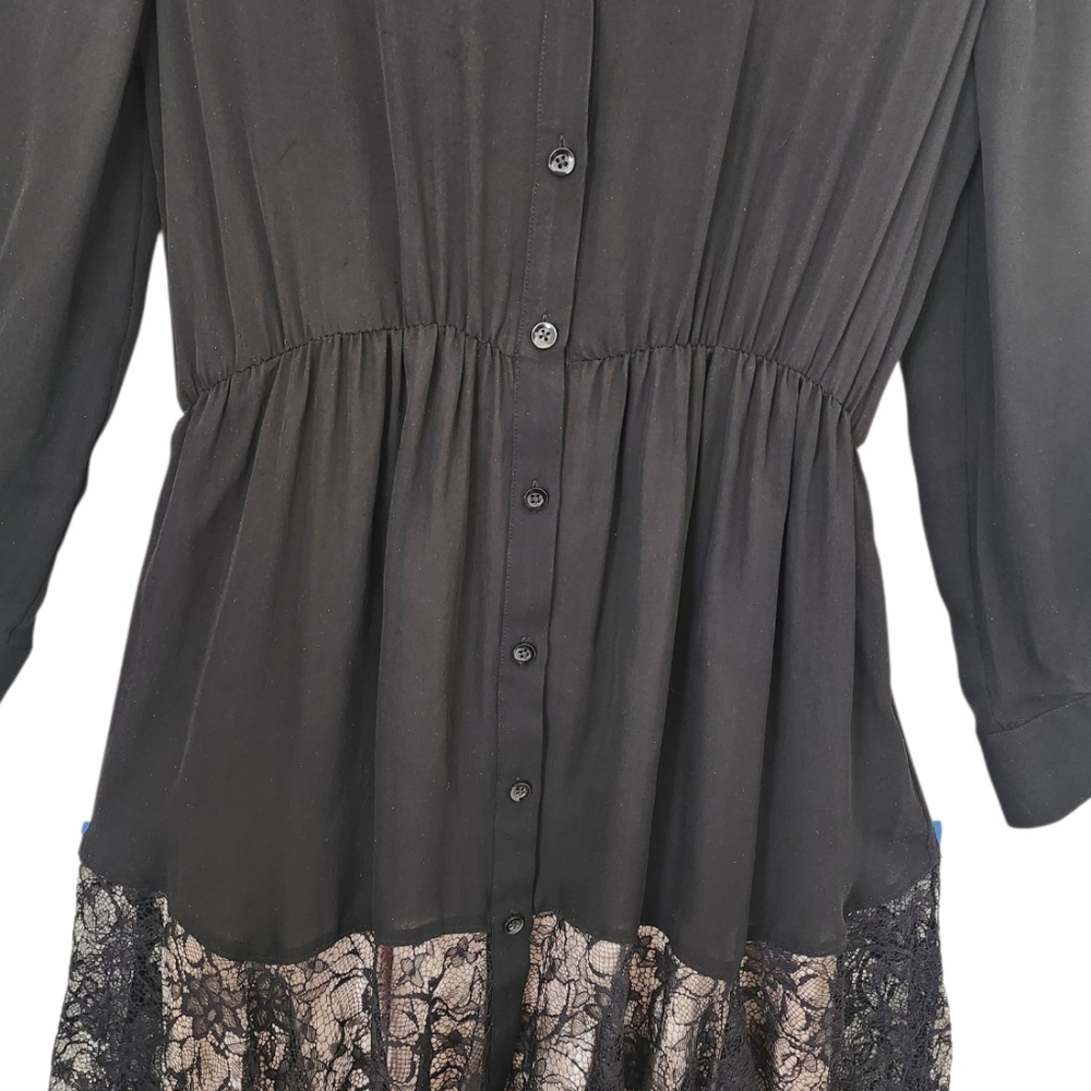 Alice + Olivia Raquel Lace Floral Button Down Silk Dress - Picture 8 of 12
